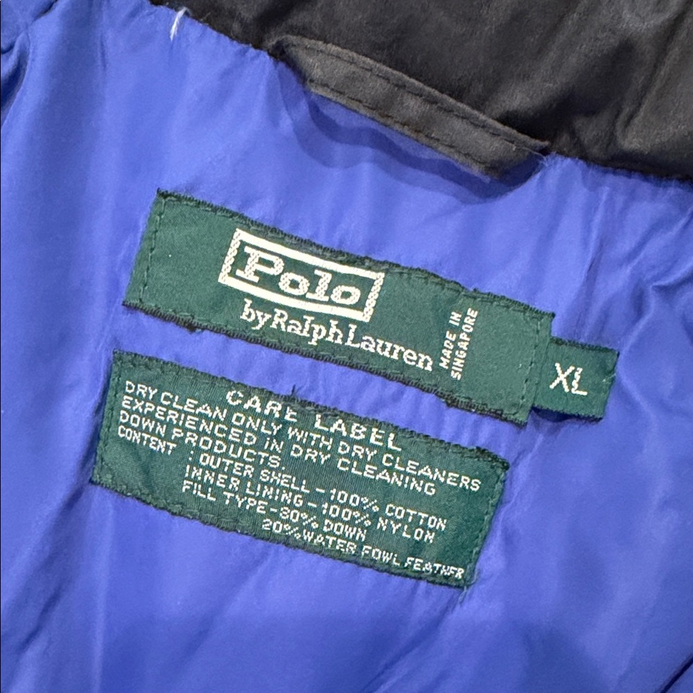 Vintage 80s 90s POLO Ralph Lauren Suicide Ski Down Puffer Jacket XL 100% COTTON - Picture 3 of 16
